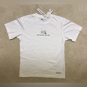 Haruki Murakami Uniqlo PEACE FOR ALL limited T-shirt CAT White Japan size MD